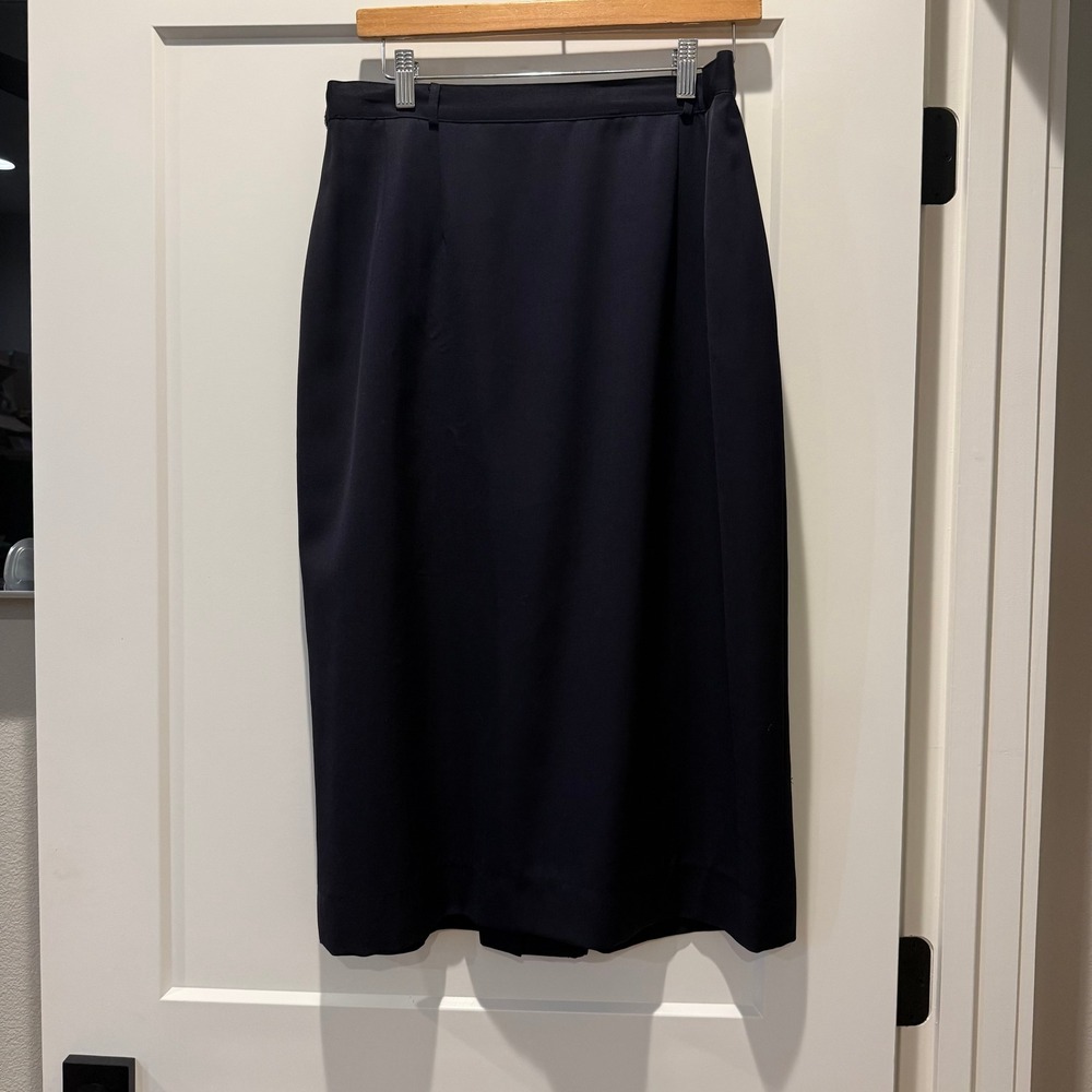 Vintage Quiet Luxury Austin Reed Wool Pencil Skirt 16 Black Midi Tailored